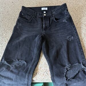 nuuds Women's High Rise Charcoal Distressed Jeans